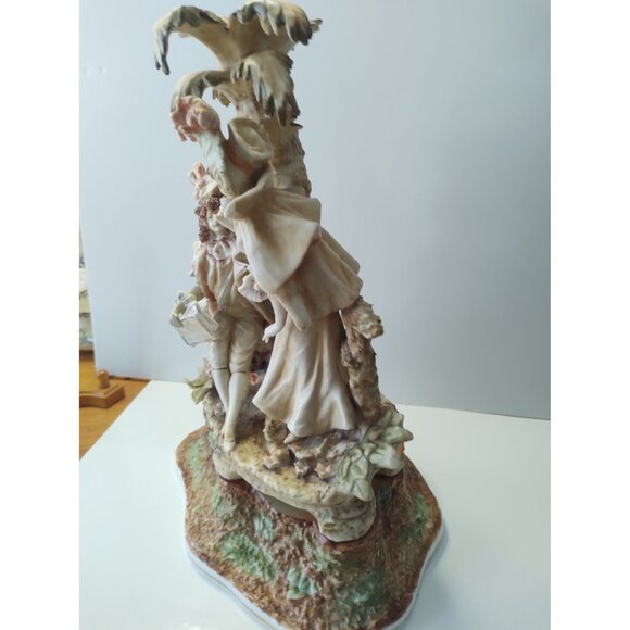 Vintage Arnart Figurine Ceramic Victorian 14" Tall Couple seated near Palm Trees - Picture 6 of 16
